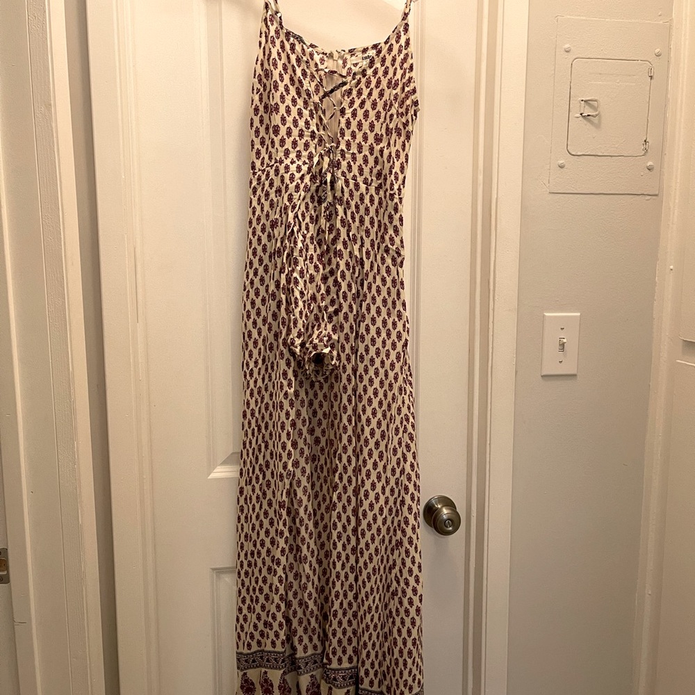 Cross top Romper w long slit skirt